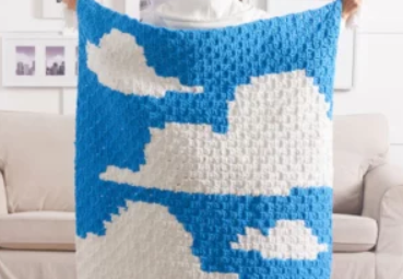 Cute DIY Corner to Corner Cloud Baby Blanket Pattern Tutorial