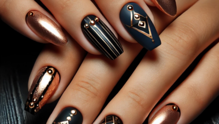 Bold and Luxurious Nails with Geometric Patterns