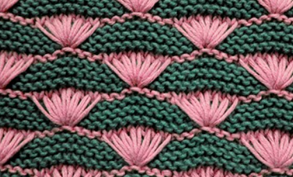 SHELLS ON GARTER-STITCH BACKGROUND KNITTING FREE PATTERN