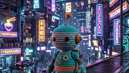 Futuristic Amigurumi Robot: Free Crochet Pattern with Neon Vibes