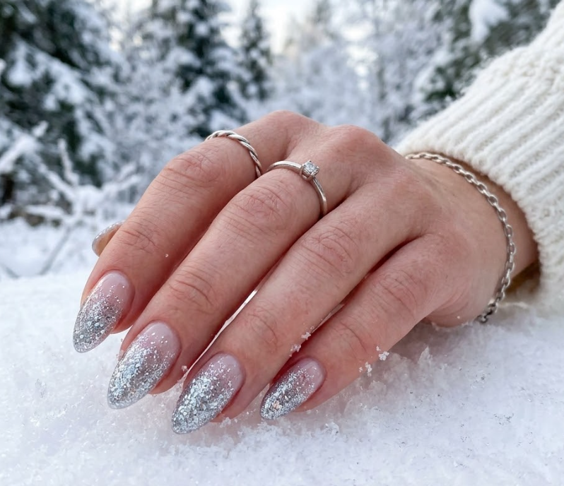 Glittery Silver Ombre Nails: Step-by-Step Tutorial