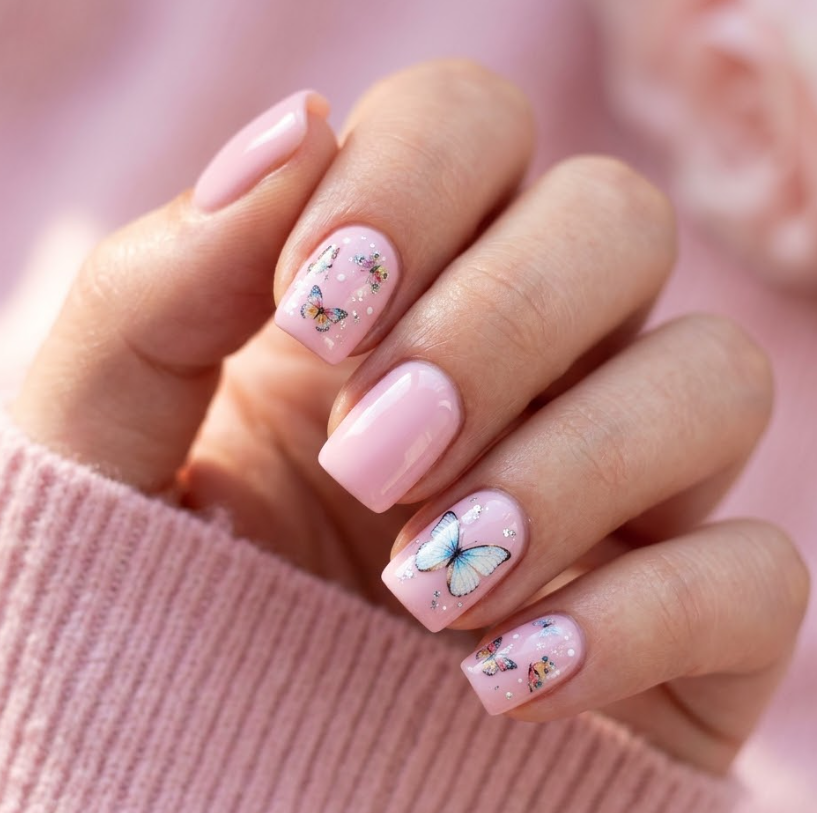 Soft Pink Butterfly Nails: Step-by-Step Tutorial