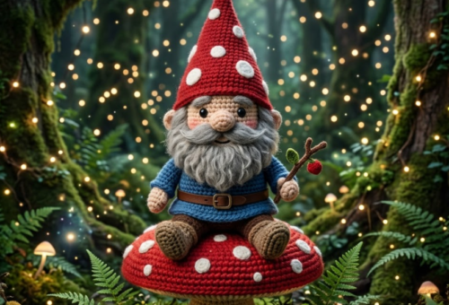 Whimsical Amigurumi Gnome: Free Crochet Pattern with a Mushroom Seat