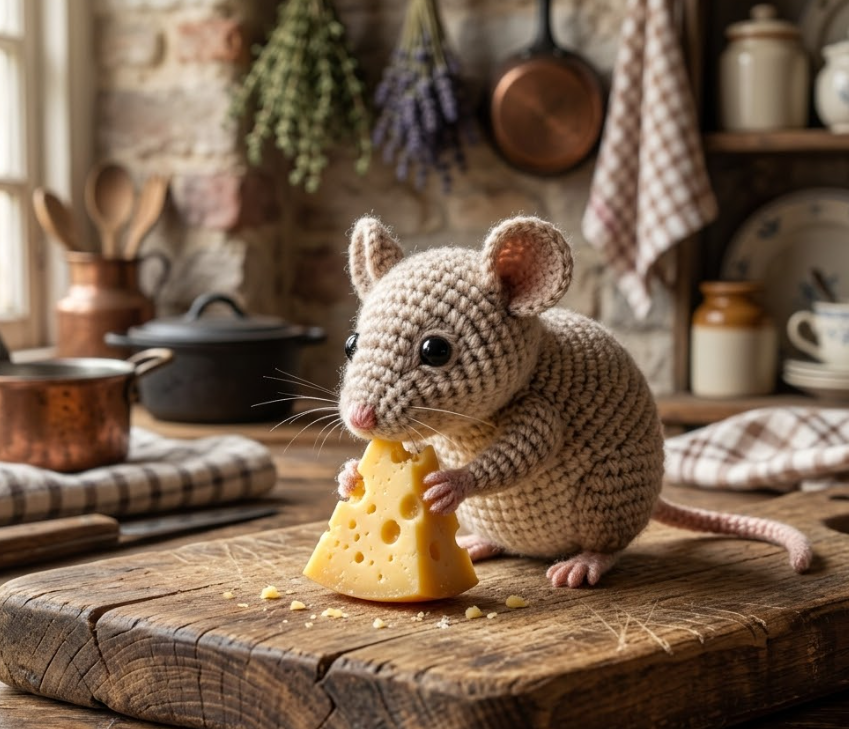 Sweet Amigurumi Mouse: Free Crochet Pattern with a Tiny Cheese Wedge